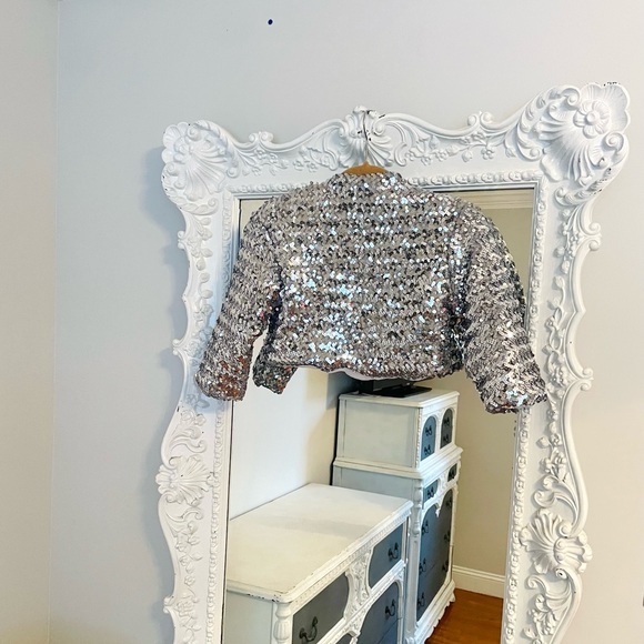 New York Couture One of a Kind Silver SEQUIN Crop Top Jacket - Picture 5 of 6